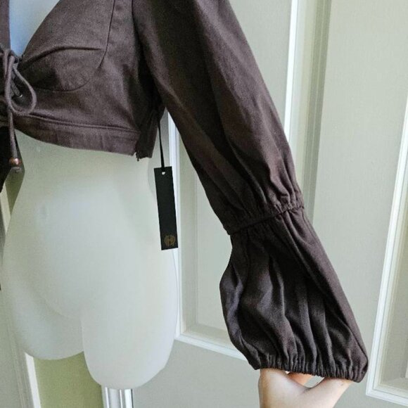 NWT House of Harlow 1960 x Revolve Dark Brown Rogue Top Size Small - Picture 10 of 14